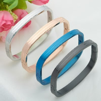 Titanium Steel Couple Bangle Rectangle plated for couple 6mm 8mm Inner Approx  Length Approx 7 Inch Approx 8 Inch Sold By Lot