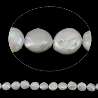 Pièce de culture des perles d'eau douce, perle d'eau douce cultivée, pièce de monnaie, naturel, blanc, grade AAA, 11-12mm, Trou:Environ 0.8mm, Vendu par Environ 15.3 pouce brin