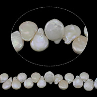 Coin ferskvandskulturperle Beads, Ferskvandsperle, naturlig, hvid, Grade AA, 13-14mm, Hole:Ca. 0.8mm, Solgt Per Ca. 15.3 inch Strand