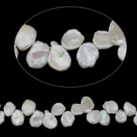 Keshi Cultured Freshwater Pearl Beads, natural, top drilled, white, Grade AAA, 8-12mm, Hole:Approx 0.8mm, Sold Per Approx 15.3 Inch Strand