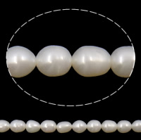 Cultured Rice Freshwater Pearl Beads, natural, white, Grade A, 6-7mm, Hole:Approx 0.8mm, Sold Per 14.5 Inch Strand