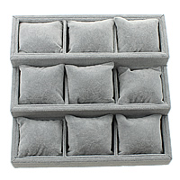 Wood Watch Display, with Velveteen, grey, 260x240x90mm, 3PCs/Lot, Sold By Lot