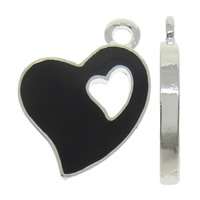 Tibetan Style Heart Pendants, platinum color plated, enamel, more colors for choice, nickel, lead & cadmium free, 13x15x2mm, Hole:Approx 2mm, 10PCs/Bag, Sold By Bag