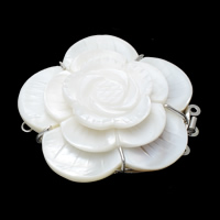 Shell Box Clasp Brass with White Shell Flower platinum color plated  nickel lead & cadmium free Approx 2mm Sold By Bag