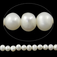 Perles nacres pommes de terre de culture d'eau douce, perle d'eau douce cultivée, pomme de terre, naturel, blanc, Niveau AA, 5-6mm, Trou:Environ 0.8mm, Vendu par Environ 15 pouce brin