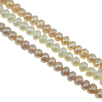 Button Kulturan Slatkovodni Pearl perle, Dugme, prirodan, više boja za izbor, ocjena, 3.8-4.2mm, Rupa:Približno 0.8mm, Prodano Per Približno 15 inčni Strand