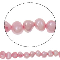 Barocco coltivate in acqua dolce Perla, perla d'acquadolce coltivata naturalmente, rosa, 6-7mm, Foro:Appross. 0.8mm, Venduto per 14 pollice filo