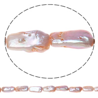 Freshwater Pearl Bead, Rektangel, naturlig, rosa, 8-17mm, Hål:Ca 0.8mm, Såld Per Ca 15.5 inch Strand