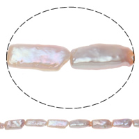 perla d'acquadolce coltivata naturalmente perla, Rettangolo, naturale, viola, 8-17mm, Foro:Appross. 0.8mm, Venduto per Appross. 15.5 pollice filo
