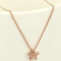 Zinc Alloy Jewelry Necklace with 2lnch extender chain Star real rose gold plated twist oval chain nickel lead & cadmium free Length Approx 16.5 Inch Sold By Lot