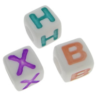 ABS Plastic Alphabet Beads, mixed, 7x7mm, Hole:Approx 4mm, Approx 1950PCs/Bag, Sold By Bag