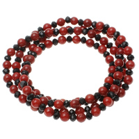 Coral Bracelet, Natural Coral, with Crystal, 4-strand & faceted & two tone, 4x3.5mm, 5mm, Sold Per Approx 26.5 Inch Strand