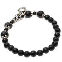Black Agate Bracelets with Zinc Alloy Money Bag 8mm 6mm Sold Per Approx 7.5 Inch Strand