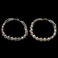 Freshwater Cultured Pearl Bracelet Freshwater Pearl with Glass Seed Beads brass lobster clasp Potato natural 5-6mm Sold Per Approx 6.5 Inch Strand