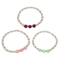 Freshwater Cultured Pearl Bracelet, Freshwater Pearl, with rhinestone brass spacer & Jade, Rice, natural, more colors for choice, 6-8mm, 9mm, Sold Per Approx 7.5 Inch Strand