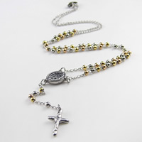 Rosary Necklace Stainless Steel Crucifix Cross plated twist oval chain 3mm 11.5mm 100mm Length Approx 20 Inch Sold By Lot