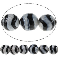 Natural Tibetan Agate Dzi Beads Round & faceted & textured & two tone Approx 1-1.2mm Length Approx 15 Inch Sold By Lot