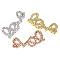 Cubic Zirconia Micro Pave Brass Connector Letter word love plated micro pave cubic zirconia & multi loops nickel lead & cadmium free Approx Sold By Lot