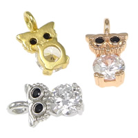 Cubic Zirconia Micro Pave Brass Pendant Owl plated with cubic zirconia nickel lead & cadmium free Approx 2mm Sold By Lot