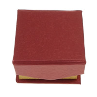 Cardboard Single Ring Box with Velveteen Square red Sold By Bag