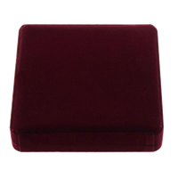 Velveteen Armbånd Box, med Plastic, Square, rød, 186x186x40mm, 10pc'er/Lot, Solgt af Lot