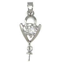 Zinc Alloy Peg Bail platinum color plated with rhinestone nickel lead & cadmium free 22mm 0.5mm Approx Sold By Lot