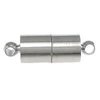 Tibetan Style Magnetic Clasp, Column, platinum color plated, single-strand, nickel, lead & cadmium free, 19x6mm, Hole:Approx 2mm, 200PCs/Lot, Sold By Lot