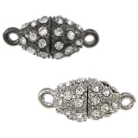 Tibetan Style Magnetic Clasp, Oval, plated, with rhinestone & single-strand, more colors for choice, nickel, lead & cadmium free, 20x18mm, Hole:Approx 2mm, 50PCs/Lot, Sold By Lot