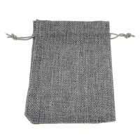 Linen Drawstring Pouches with Nylon Cord Rectangle silver-grey 100/