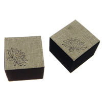 Linen Single Ring Box, with Velveteen & Plastic, Square, with flower pattern, more colors for choice, 60x60x49mm, 30PCs/Lot, Sold By Lot