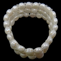 Braccialetto perla coltivata d'acqua dolce, perla d'acquadolce coltivata naturalmente, naturale, 3-filo, 7-8mm, Venduto per Appross. 7.5 pollice filo