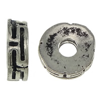 Tibetan Style Large Hole Bead, Rondelle, platinum color plated, blacken, nickel, lead & cadmium free, 3x9mm, Hole:Approx 3mm, 300PCs/Lot, Sold By Lot