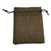 Toile de lin sac de cordon, avec corde en nylon, rectangle, jaune de terre, 100x130mm, 100/