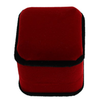 Velveteen Ring Box, pelúcia, with plástico, Retângulo, vermelho, 50x57x45mm, 30PCs/Lot, vendido por Lot