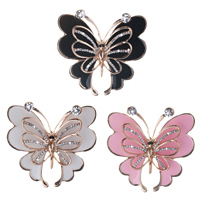 Mobile Phone DIY Decoration, Tibetan Style, Butterfly, rose gold color plated, enamel & with rhinestone, more colors for choice, nickel, lead & cadmium free, 55x51mm, 30PCs/Lot, Sold By Lot