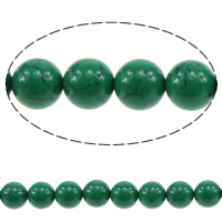 Perles turquoises, turquoise synthétique, Rond, vert, 8mm, Trou:Environ 0.5mm, Longueur:Environ 15.5 pouce, 10Strandstoron/lot, Environ 50PC/brin, Vendu par lot