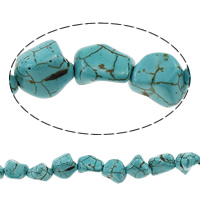 Turquoise Beads, Nuggets, turquoise blue, 11-16x9-13x7-10mm, Hole:Approx 1mm, Length:Approx 16 Inch, 30Strands/Lot, Approx 36PCs/Strand, Sold By Lot