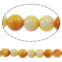 Perles en verre de mode, Rond, imitation jade arc, orange rougeâtre, 6mm, Trou:Environ 1mm, Longueur:Environ 16 pouce, 20Strandstoron/lot, Environ 70/brin, Vendu par lot