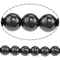 Nicht-magnetische Hämatit Perlen, Non- magnetische Hämatit, rund, verschiedenen Qualitäten für die Wahl, schwarz, 9mm, Bohrung:ca. 1.5mm, Länge:ca. 16 ZollInch, verkauft von Menge