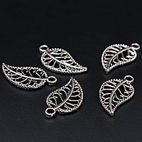 Tibetan Style Leaf Pendants, antique silver color plated, nickel, lead & cadmium free, 18x10x1.50mm, Hole:Approx 1.5mm, 1000PCs/Lot, Sold By Lot
