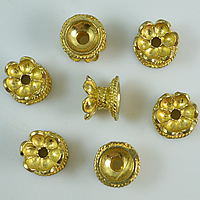 Brass Bead Cap, Flower, double-sided, original color, nickel, lead & cadmium free, 9.50x7mm, Hole:Approx 2mm, 100PCs/Lot, Sold By Lot