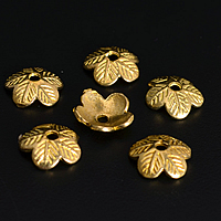 Caps Pérola de bronze, cobre, Flor, jóias budista, cor original, níquel, chumbo e cádmio livre, 9x3mm, Buraco:Aprox 1.5mm, 200PCs/Lot, vendido por Lot