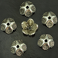 Zinklegierung Perlenkappe, Blume, antik silberfarben plattiert, frei von Nickel, Blei & Kadmium, 9mm, Bohrung:ca. 1mm, 1000PCs/Menge, verkauft von Menge