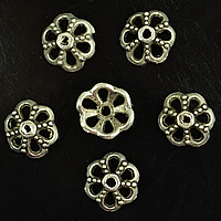 Tibetan Style Bead Cap, Flower, antique silver color plated, nickel, lead & cadmium free, 9x3.80mm, Hole:Approx 2mm, 1000PCs/Lot, Sold By Lot