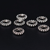 Perles intercalaires en alliage de zinc, Plat rond, Plaqué de couleur d'argent, protéger l'environnement, sans nickel, plomb et cadmium, 8x1.80mm, Trou:Environ 2mm, 1000PC/lot, Vendu par lot