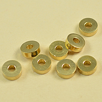 Perline vuote in ottone, Rondella, colore originale, assenza di nichel,piombo&cadmio, 6mm, Foro:Appross. 2mm, 1000PC/lotto, Venduto da lotto