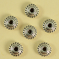 Tibetan Style Spacer Beads, Flat Round, antique silver color plated, nickel, lead & cadmium free, 4.80x2.30mm, Hole:Approx 1mm, 1000PCs/Lot, Sold By Lot