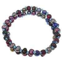 Bracelet en perles de culture d'eau douce, perle d'eau douce cultivée, Baroque, multicolore, 5-6mm, Vendu par 6.5 pouce brin