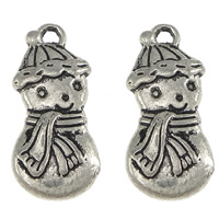 Brass Jewelry Pendants, Snowman, platinum color plated, Christmas jewelry & blacken, nickel, lead & cadmium free, 9x18x3mm, Hole:Approx 1mm, 200PCs/Lot, Sold By Lot
