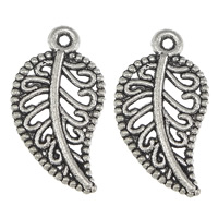 Hollow Brass Pendants, Tibetan Style, Leaf, antique silver color plated, nickel, lead & cadmium free, 10x19x1.50mm, Hole:Approx 1mm, 200PCs/Lot, Sold By Lot